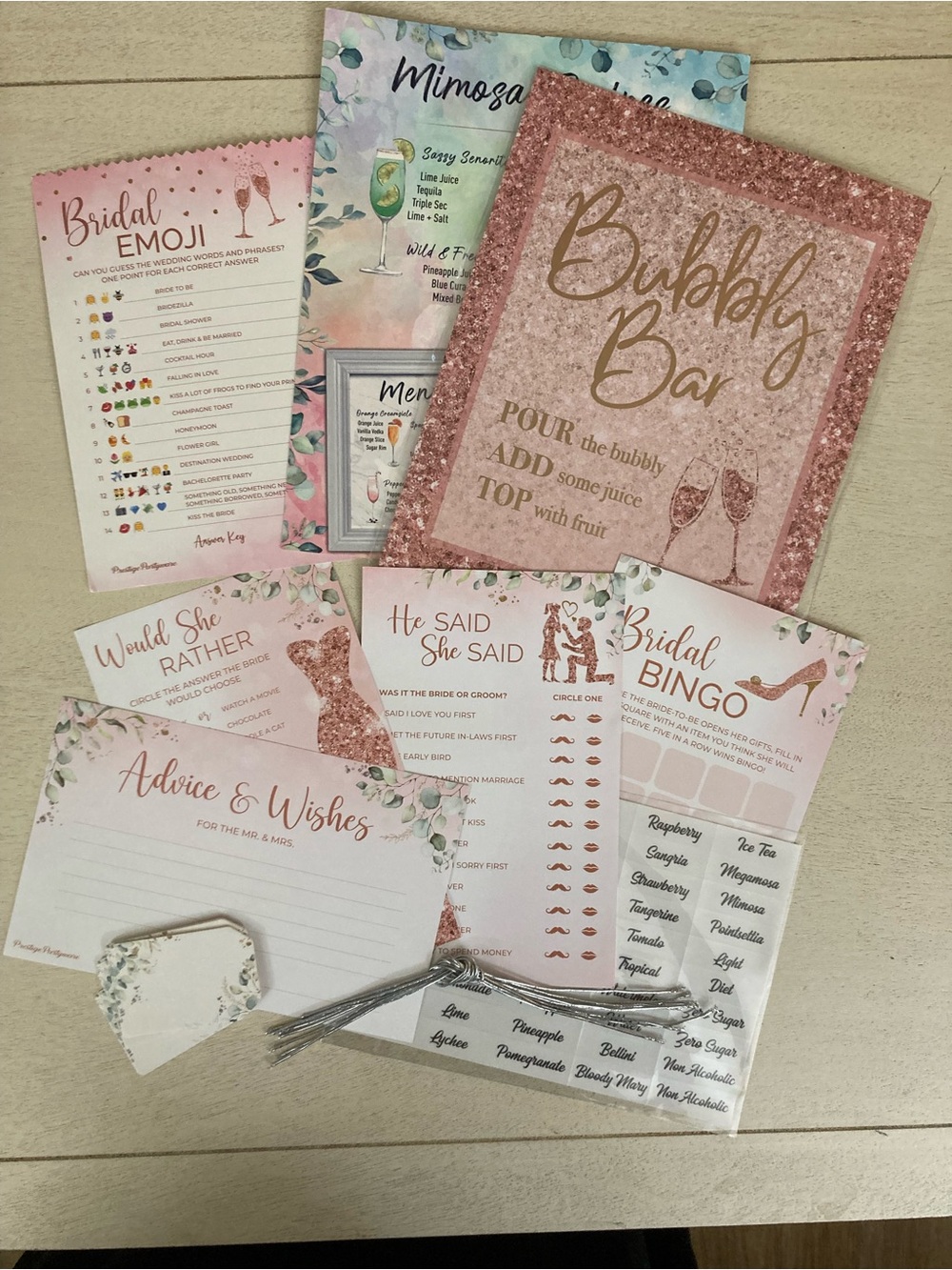 Rose Gold Bridal Shower Game Set